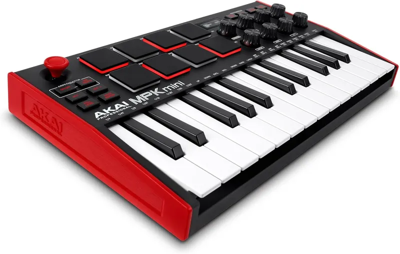 Akai Professional MPK Mini MK3 compact MIDI controller, one of the best portable MIDI keyboards.