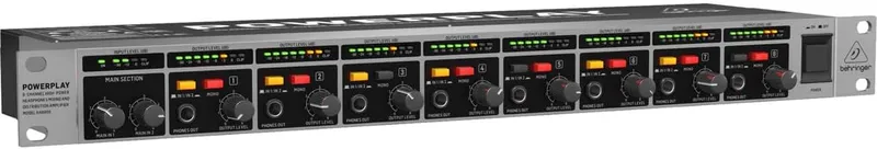 Behringer HA8000 V2 eight-channel headphone mixing and distribution amplifier.