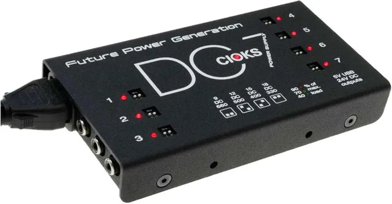 CIOKS DC7 pedal power supply with numbered outlets and status LEDs
