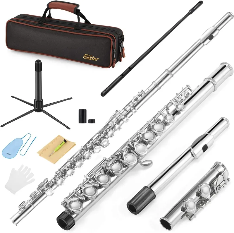 Eastar EFL-1 16-Key Closed Hole C Flute, one of the best band instruments for beginners.