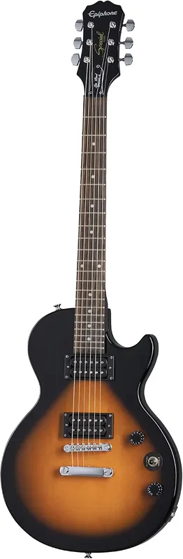 Epiphone Les Paul Special-II in vintage sunburst with dual humbuckers producing thick rock tone