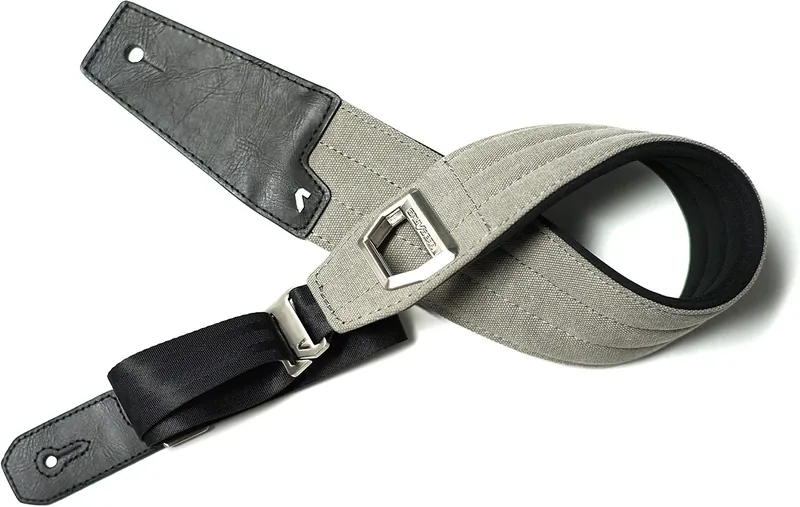 Gruv Gear FABRK gray guitar strap with black faux leather ends