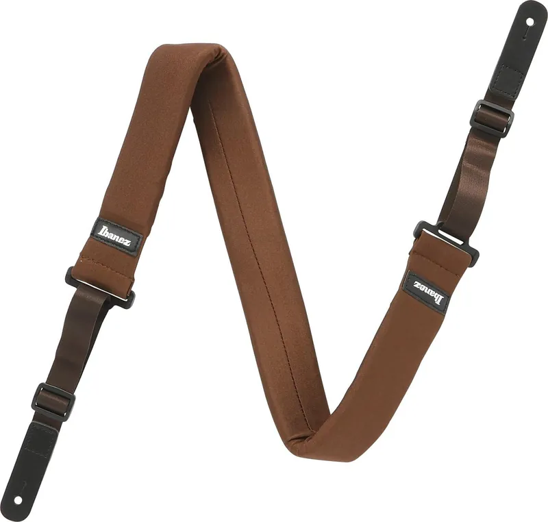 Ibanez POWERPAD brown guitar strap with padded section, one of the best guitar straps for comfort