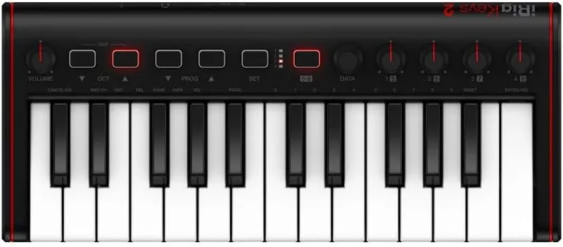 IK Multimedia iRig Keys 2 Mini portable MIDI controller, one of the best portable MIDI keyboards.