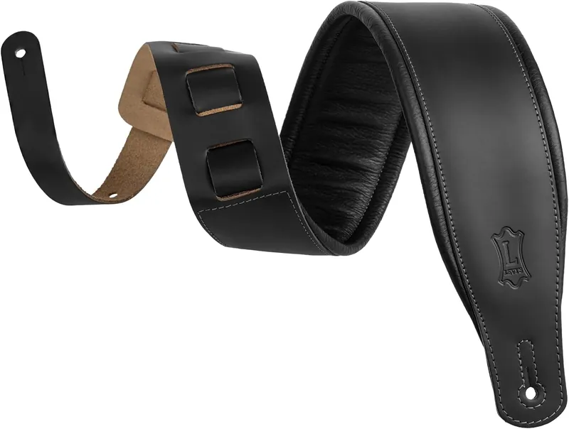 Levy's three inch padded leather guitar strap, among the best guitar straps for comfort