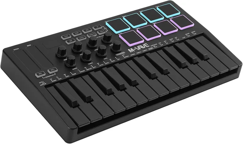M-VAVE K5 25-key Bluetooth MIDI keyboard controller, one of the best portable MIDI keyboards.