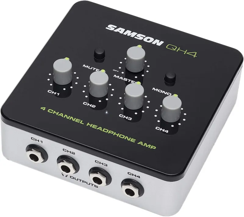 Samson QH4 four-channel headphone amplifier, one of the best headphone amps for studio use.