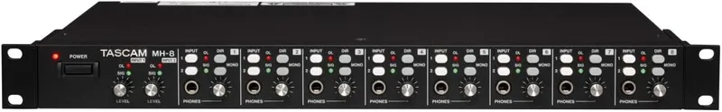 Tascam MH-8 eight-output stereo headphone amplifier, one of the best headphone amps for studio use.