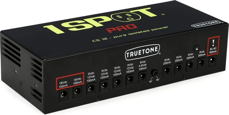 Truetone 1 SPOT Pro CS12 with twelve isolated outputs, among the best power supplies for guitar pedals.